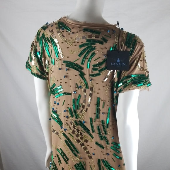 Lanvin Paris Hand Beaded Tee Shirt Dress Rare!WOW - Picture 4 of 8